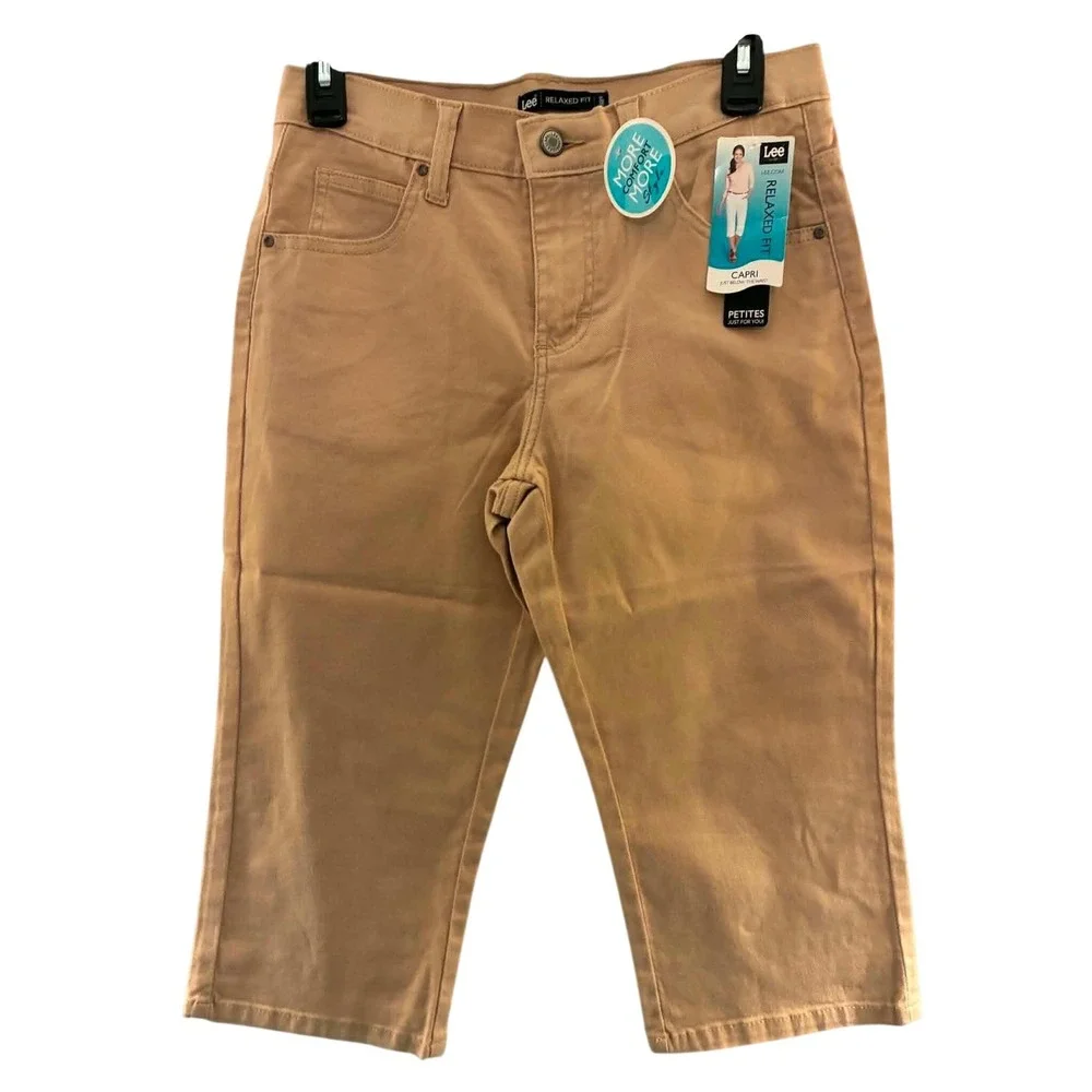 Lee Relaxed‎ Fit Capri Men 4 Petite Tan Khaki New Relaxed Fit Stretch Chino
